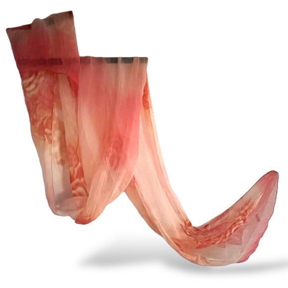 70's Vintage Mystery Scarf in Sheer Shades of Orange Sherbets & Cream ~ Perfect - Picture 3 of 16